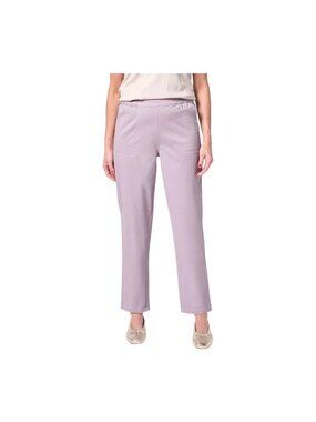 Denim & Co Pant Size 2X Reg EasyWear Twill Straight Leg Pockets Lavender Gray